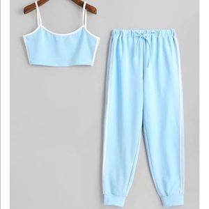 Side Striped Cropped Top & High Pants